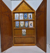 Blessings of Our Lady 9 porcelain Holy Cards Custom Wooden Display. 1997 picture