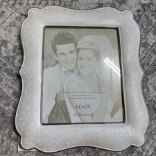Lenox Opal Innocence Wedding Promises 8x10 Photo Frame Platinum Trim Retired picture