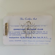Vintage / *new condition* Expectant Father's Club Metal Lapel Pin with Card picture