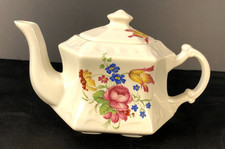 Vintage Floral Hexagon Teapot Crownford Giftware Corp. Made in England with Lid picture