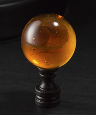 1 Pack Tawny Crystal Lamp Finial Cap - Handmade, Ball Shaped Patterned Glass picture