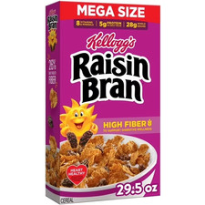 Kellogg’s Raisin Bran Breakfast Cereal, High Fiber, 28g Whole Grain, Mega Size picture