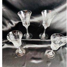 Heisey Minuet Water Goblets Set of 4 Etched Elegant Glass Colonial Lady 8.25 in picture