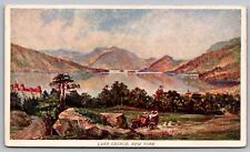 Lake George New York Mountains Lakefront Reflections Country Road VNG Postcard picture