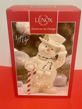 Lenox Happy Holly Days Snowman With Candy Cane Lit  Figurine. picture