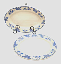Shenango China RimRol Vintage Restaurantware 2 Oval Dinner Plates & 1 Saucer picture