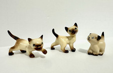 Siamese Cat Figurines Set of 3 Vintage Porcelain Japan Playful Kittens picture