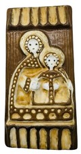 Mid Century Madonna & Child Ceramic Wall Plaque Hungarian By Agnes Borsody picture