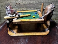Vintage Real Taxidermy Frogs Playing Pool Billiards Mexican Folk Art Sapo Billar picture