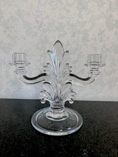 Vintage Fostoria Baroque Etched Leaves Double Light Candleholder Candelabra picture