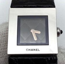 CHANEL Matelasse Watch Square Leather Band Quartz 19mm Ladies Elegant picture