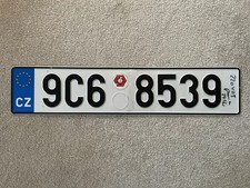 Number License Plate Czechia Czech Republic Prague Europe Genuine Used 9C6 8539 picture