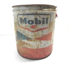 VINTAGE MOBIL LUBRITE OIL SAE 10W 5 GAL CAN NO LID PLASTIC HANDLE *EMPTY* USED  picture