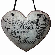 Stone Look Resin Heart Shaped Wall Hanging Your Kiss Touches My Soul ￼ picture