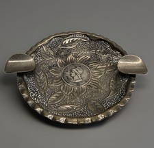 Vintage Brazil 1889 500 Reis Coin Ashtray Hammered White Metal Souvenir 3.5” picture