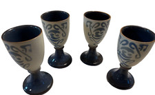 Wine Goblet Wales CADW Welsh Historic Monuments Handmade Laugharne Pottery Set 4 picture