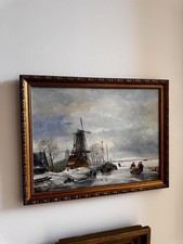 Framed Print Wintry Landscape with Windmill Ps1 picture