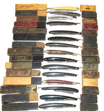 Antique Straight Razor Barbers Styling Shaving Lot Of 15 Boxes WOW. picture