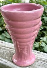 Antique Brush McCoy CATTAILS Pink Mauve 8” Vase Planter Decor Reed Fauna picture