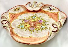 DERUTA LARGE HAND PAINTED FLORAL 14in CENTERPIECE BOWL SERVING DISH; EXLNT COND picture