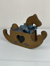 Handmade Wooden Rocking Horse Bank Folk Art Primitive Country Decor Heart Cutout picture