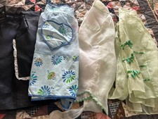 Lot of 4 Vintage Sheer Hostess Half Aprons Black Lace Organza Green Mid Century picture