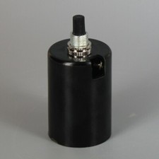 BLACK PLASTIC HUSK 2 PIECE BOTTOM TURN KNOB LAMP SOCKET E26 MEDIUM BASE 30147J picture