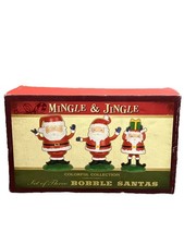 Vintage MINGLE & JINGLE - Set of three Bobble Santas Colorful Collections New picture