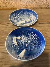 2Pc Vintage 1968-1970 Bing & Grondahl Denmark Blue Home Decorative Plate 7 1/2