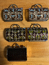 Judith Leiber Enamel Hinged Trinket pill Boxes Lot of 5, 3 styles picture