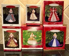 Lot of 6 HOLIDAY BARBIE & CELEBRATION Hallmark Keepsake Ornaments 1990s  NIB picture