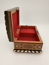 Vintage Inlaid Wood Music Box Swiss Movement Jewelry Box Works picture