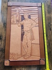 Vintage Tooled Emossed Leather Picture Western/Cowboy 70s picture