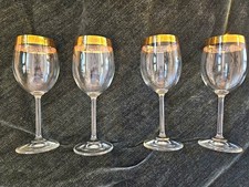 Gold Rim Glass Stem Ware 4 Total.. 2 Perfect 2 Have Damage On Edge picture