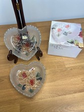 Vintage Studio Nova Festive Flower WY300/501 Covered Heart Dish Box Glass Japan picture