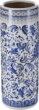 24″ Floral Blue & White Porcelain Umbrella Stand picture
