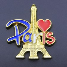 3D Metal Golden Fridge Magnet Eiffel Tower Love Paris France Tourist Souvenir picture