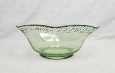 Green Depression Glass Uranium MELBA SERVING BOWL L.E. Smith PEBBLED RIM picture