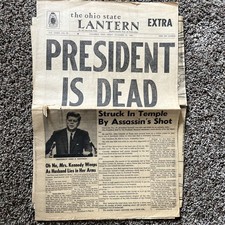1963 JFK Assassination Newspaper PRESIDENT IS DEAD The Ohio State Lantern picture
