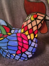 Exquisite Vintage Tiffany Style Stained Glass Rooster Chicken Table Lamp Light picture