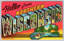 c.1960s Hello From Northern Wisconsin Large Letter Curt Teich Postcard picture