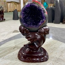 5.2LB  Natural rare amethyst Dinosaur egg Quartz Crystal specimen healing+stand picture