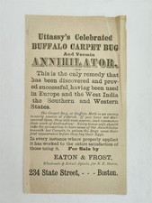 c1850s antique EATON & FROST boston ma ANNIHILATOR BUFFALO CARPET BUG broadside picture