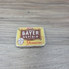 Vtg Bayer Asprin Metal Tin Pocket Sized Pain Relief Genuine Metal Pills Storage picture