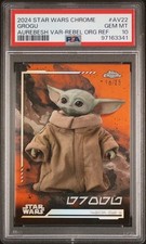 2024 TOPPS STAR WARS CHROME GROGU AUREBESH VARIATION ORANGE /25 #AV22 PSA 10 picture