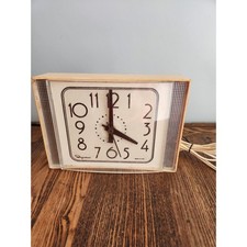 VTG MCM Ingram Wall Clock Block Number Dial Textured Side Grills Works picture