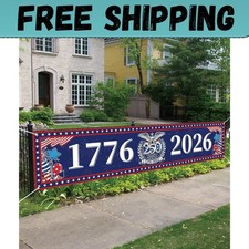Large Patriotic 250th Anniversary American Flag Banner for Fence 1776-2026 picture
