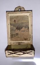 Vintage Antique Pressed Tin Kitchen Match Holder Country Snow  picture