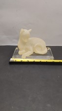 Monique Sculptures Resin Sitting Cat Frosted White Figurine on Lucite Base 6