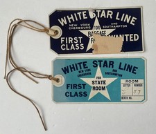 Original 1928 White Star Line RMS Olympic Luggage Tags State Room First Class picture